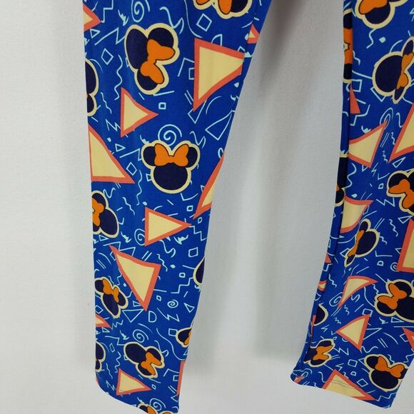 Lularoe One Size Leggings Minnie Mouse Disney Triangles 90s Abstract Blue - Picture 3 of 7